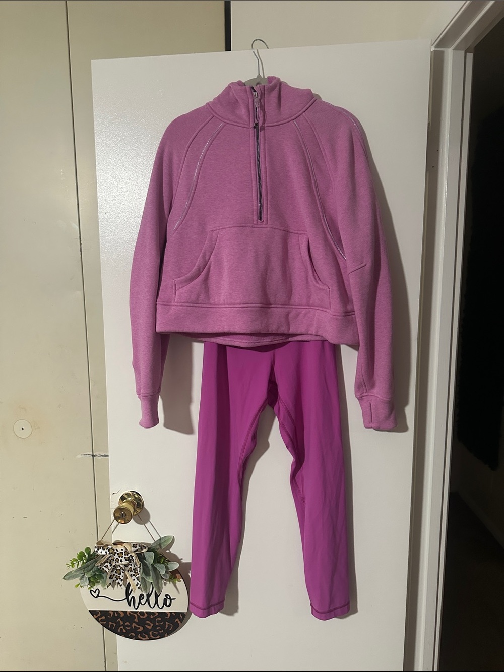lululemon athletica Pink Pullover Hoodie & Magenta Leggings Set